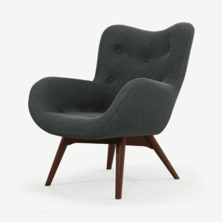 An Image of Doris Accent Armchair, Shetland Slate with Dark Wood Legs