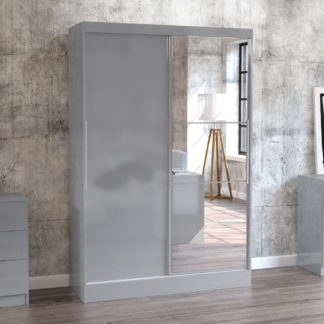 An Image of Lynx Grey 2 Door Sliding Wardrobe with Mirror