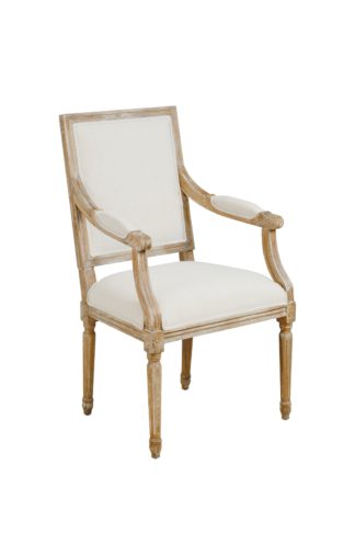 An Image of Rosselle French Limed Oak Rectangular Back Dining / Occasional Armchair