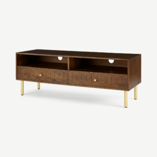 An Image of Hedra TV Stand, Mango wood and Brass