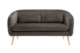 An Image of Roanna Two Seat Sofa - Carbon - Silver + Brass Legs