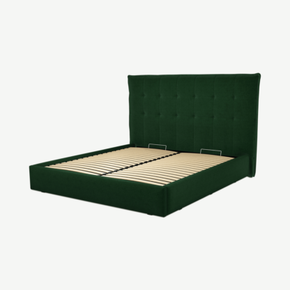 An Image of Lamas Super King Size Ottoman Storage Bed, Bottle Green Velvet