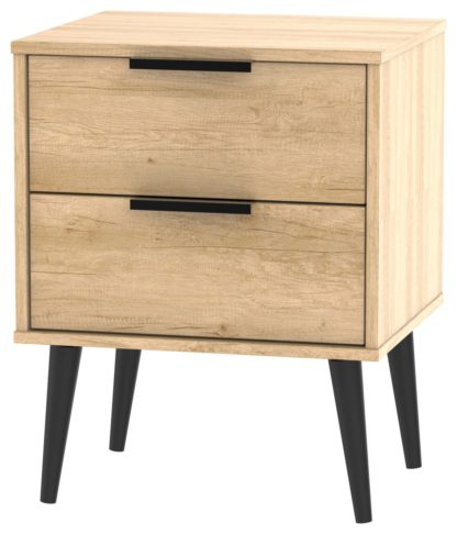 An Image of Bergen 2 Drawer Bedside Table - Grey & White