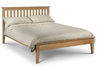 An Image of Salerno Oak Finish Wooden Bed Frame - 4ft6 Double