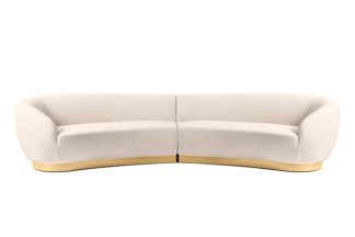 An Image of Equinox Six Seat Sofa – Chalk – Brushed Brass Base