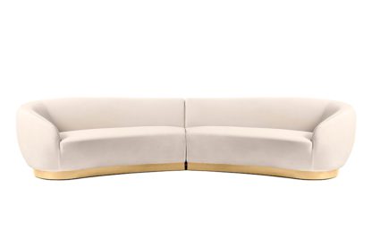 An Image of Equinox Six Seat Sofa – Chalk – Brushed Brass Base