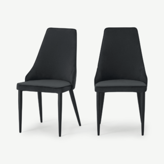 An Image of Julietta Set of 2 Dining Chairs, Lead Grey Velvet