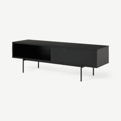 An Image of Angus Media Unit, Black Ash Effect & Perforated Metal