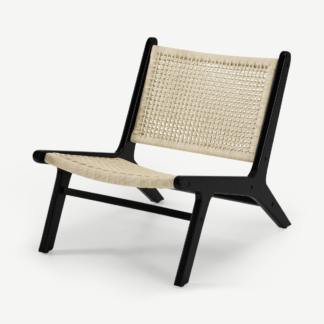 An Image of Modica Accent Armchair, Rattan & Matte Black