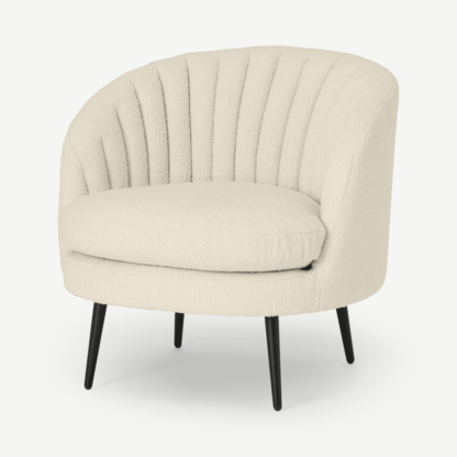 An Image of Sylvie Accent Armchair, Whitewash Boucle