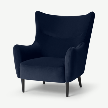 An Image of Bridget Accent Armchair, Ink Blue Velvet
