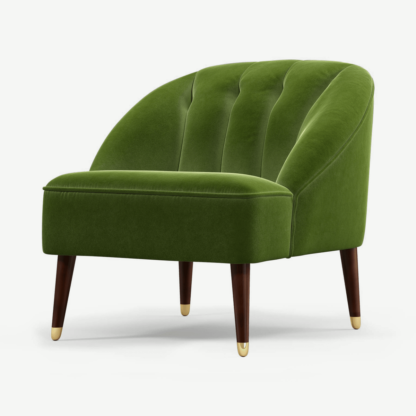 An Image of Margot Accent Armchair, Spruce Green Cotton Velvet