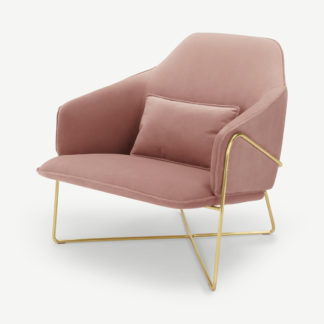 An Image of Stanley Accent Armchair, Velvet Vintage Pink