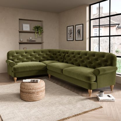 An Image of Canterbury Luxury Velvet Left Hand Corner Sofa Black