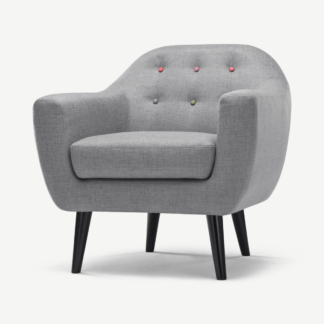 An Image of Ritchie Armchair, Pearl Grey with Rainbow Buttons