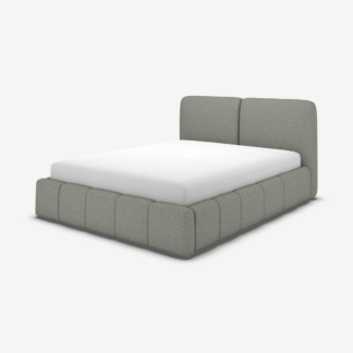 An Image of Maxmo Double Ottoman Storage Bed, Wolf Grey Wool