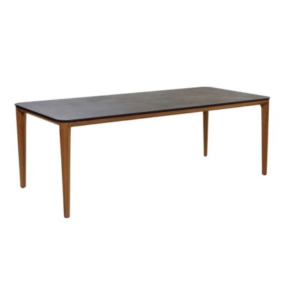 An Image of Cane-line Aspect Outdoor Rectangular Dining Table, Teak, Black Ceramic