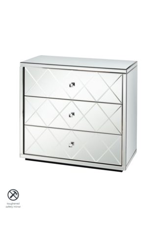 An Image of KNIGHTSBRIDGE Mirrored Low Chest with 3 Drawers and Plinth