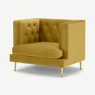 An Image of Goswell Armchair, Vintage Gold Velvet