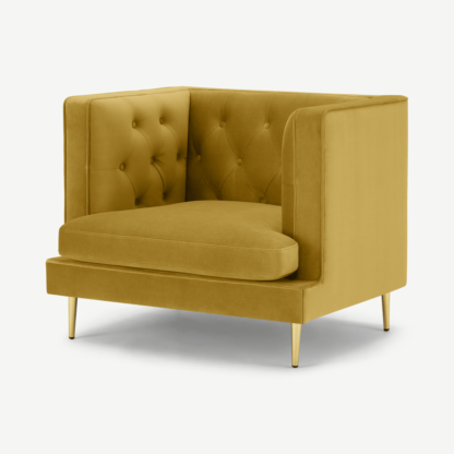 90b754e85cd72efaa35702ee41df2dd26a2c85a73eb78d2d1097d7b57dbdb2d0.png An Image of Goswell Armchair, Vintage Gold Velvet