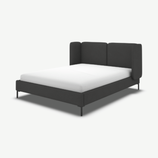 An Image of Ricola King Size Bed, Etna Grey Wool with Black Legs