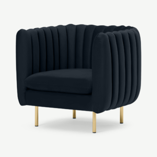 An Image of Helma Accent Armchair, Twilight Blue Velvet