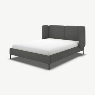 An Image of Ricola King Size Bed, Granite Grey Boucle with Black Legs