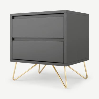 92c14fe34bd3db8e375a535dae14493bdb3317970cdc23f8aa182a98aee0f39d.png An Image of Elona Bedside Table, Charcoal and Brass
