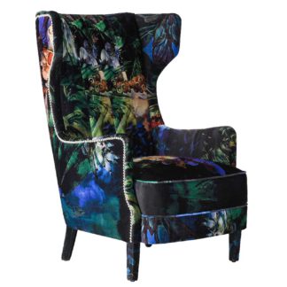 An Image of Timothy Oulton Manor Accent Chair - Patterned Velvet - W80 x D92 x H114cm - Barker & Stonehosue
