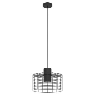 An Image of EGLO Milligan Caged Black 38cm Pendant Light