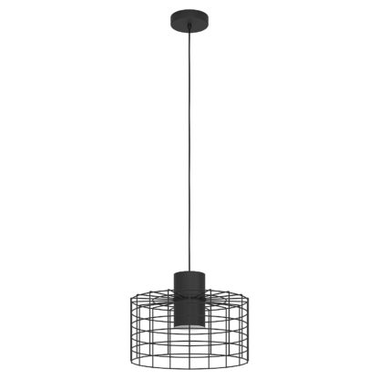 An Image of EGLO Milligan Caged Black 38cm Pendant Light