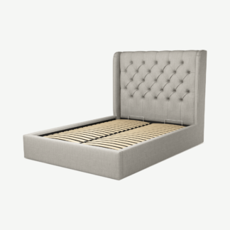 An Image of Romare Double Ottoman Storage Bed, Ghost Grey Cotton