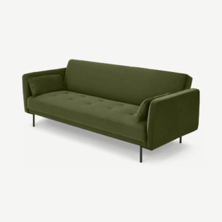 An Image of Harlow Click Clack Sofa Bed, Fir Green Velvet