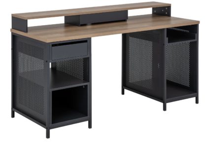 An Image of Argos Home Modular 1 Drawer Gaming Desk - Oak Effect & Black