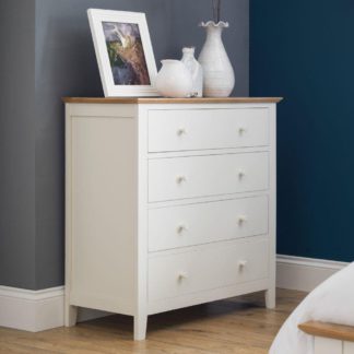 An Image of Salerno Ivory and Oak Wooden 4 Drawer Chest