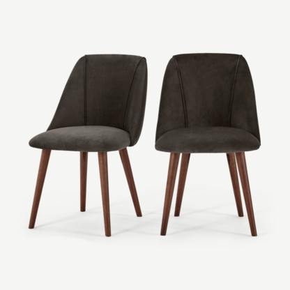 An Image of Set of 2 Lule Dining Chairs, Otter Grey Velvet