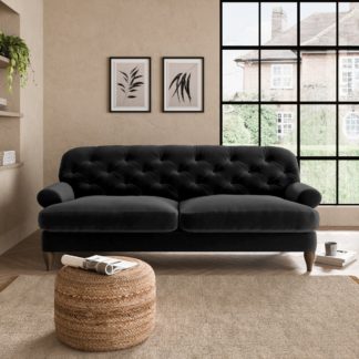 An Image of Canterbury Luxury Velvet 3 Seater Sofa Luxury Velvet Black