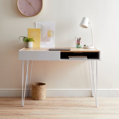9551b62952c4a6503bb9a1e3e4c8f89cf6b77ddb9a709a3a69806f46a27984c6.jpg An Image of Penelope Grey Desk Grey