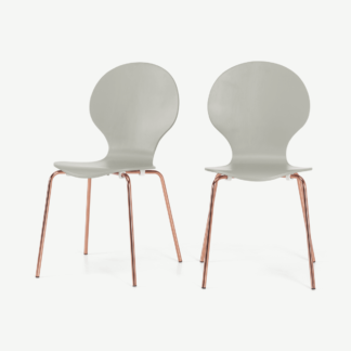 An Image of Set of 2 Kitsch Dining Chairs, Willow Grey and Copper Legs