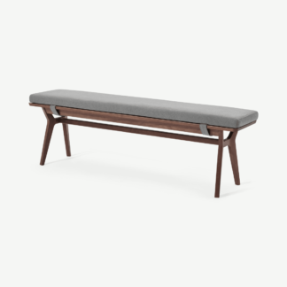 An Image of Jenson Dining Bench, Dark Stain Oak & Mountain Grey