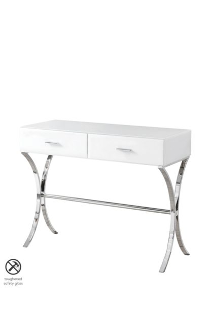 An Image of Aurelia White Glass Dressing Console