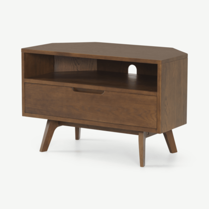 98d825c53381921fdd203960e2cfacea5443609640dd1de8858d46dc5a444e85.png An Image of Jenson Corner TV Unit, Dark Stain Oak
