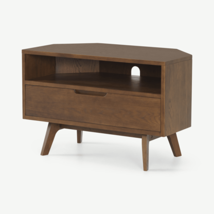 An Image of Jenson Corner TV Unit, Dark Stain Oak