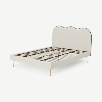 An Image of Fenella Double Bed, Oatmeal Weave & Brass