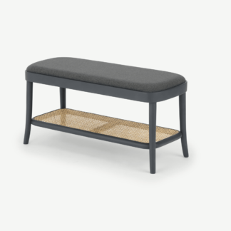 An Image of Raleigh Storage Bench, Rattan and Charcoal