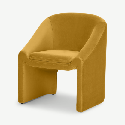 An Image of Shona Dining Chair, Vintage Ochre Velvet