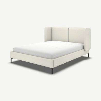 An Image of Ricola Double Bed, Putty Cotton with Black Legs