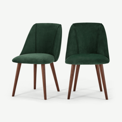 An Image of Set of 2 Lule Dining Chairs, Pine Green Velvet