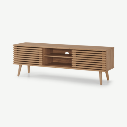 An Image of Tulma Wide TV Stand, Oak Effect