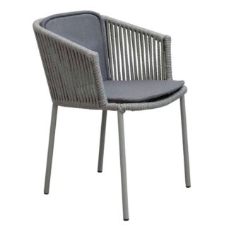 An Image of Cane-line Moments Set of 2 Stackable Chairs with Seat and Back Cushions, Grey, Natté